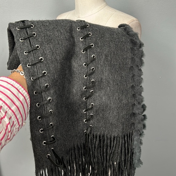 Cashmere Wool Blend Large Fringe Scarf Wrap - Picture 14 of 16